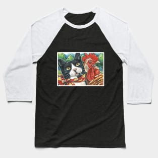 Cat and Chicken Song - White Outlined Version Baseball T-Shirt